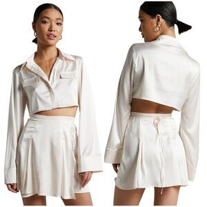 NWT Showpo. Women's US 4 Jamilla Tie Waist Mini Skirt Ivory